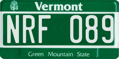 VT license plate NRF089
