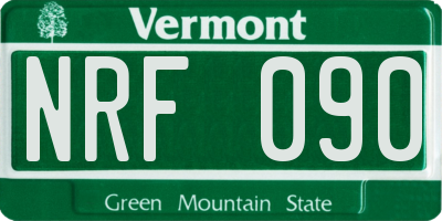 VT license plate NRF090