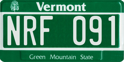 VT license plate NRF091