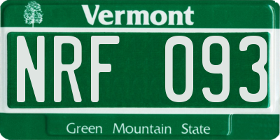 VT license plate NRF093
