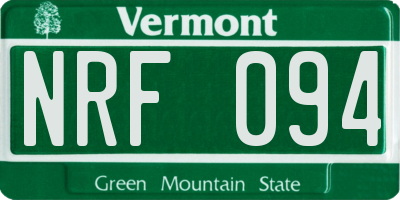 VT license plate NRF094