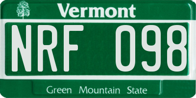 VT license plate NRF098