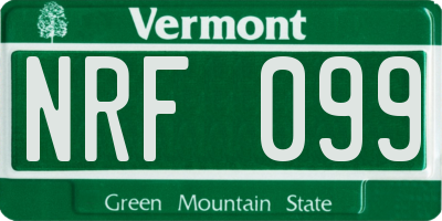 VT license plate NRF099