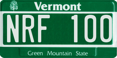 VT license plate NRF100