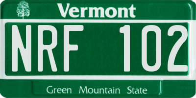 VT license plate NRF102