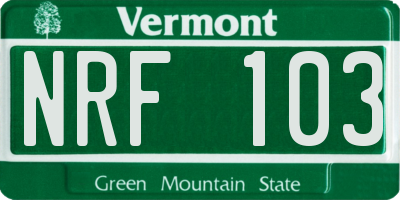 VT license plate NRF103