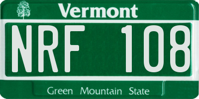 VT license plate NRF108
