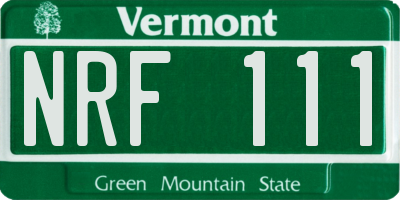VT license plate NRF111