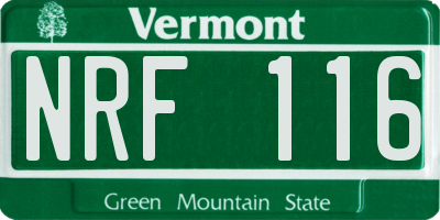 VT license plate NRF116