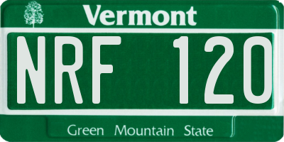 VT license plate NRF120
