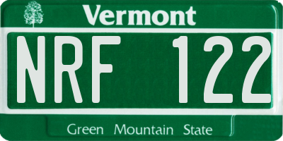 VT license plate NRF122