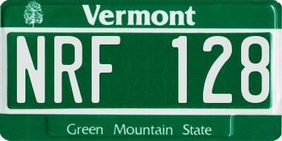 VT license plate NRF128