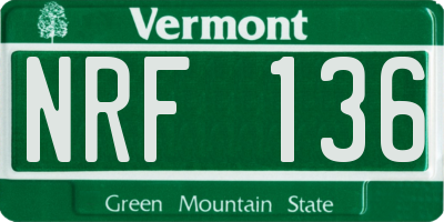 VT license plate NRF136