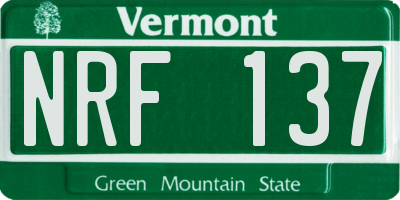 VT license plate NRF137