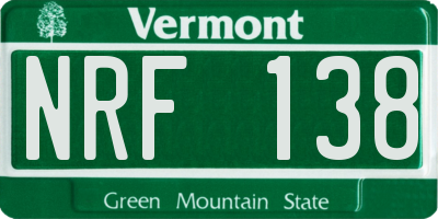 VT license plate NRF138