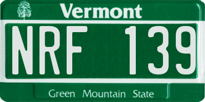 VT license plate NRF139