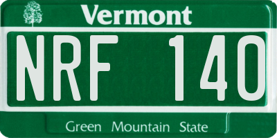 VT license plate NRF140