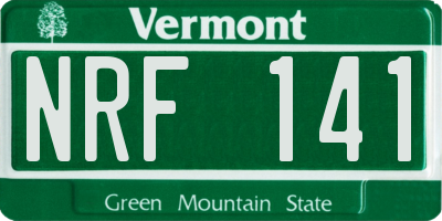VT license plate NRF141