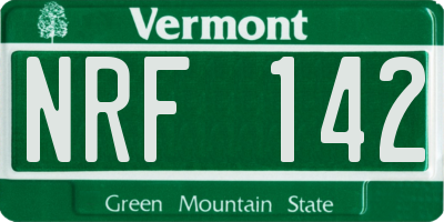 VT license plate NRF142