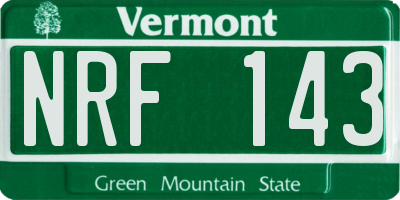 VT license plate NRF143