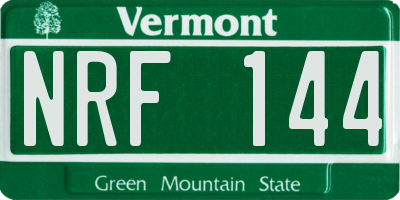 VT license plate NRF144