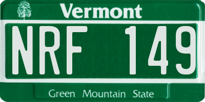 VT license plate NRF149