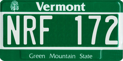 VT license plate NRF172