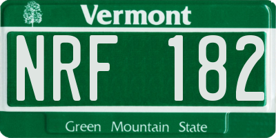 VT license plate NRF182