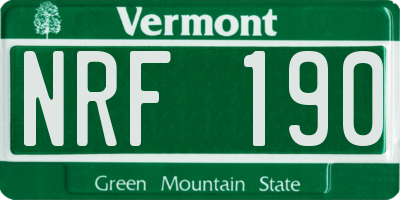 VT license plate NRF190