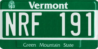 VT license plate NRF191