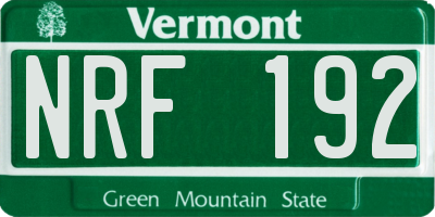 VT license plate NRF192