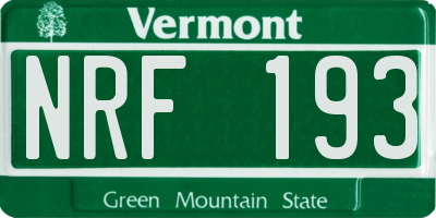 VT license plate NRF193