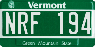 VT license plate NRF194