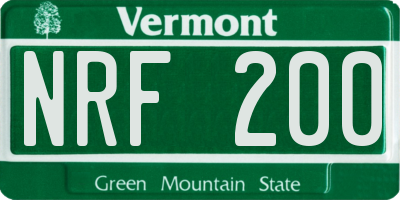 VT license plate NRF200