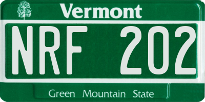 VT license plate NRF202