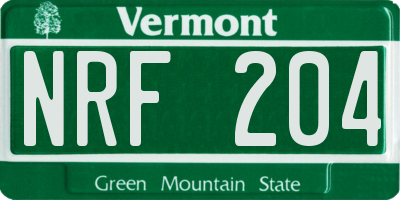 VT license plate NRF204
