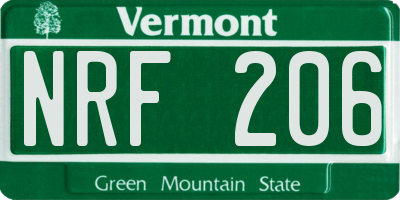 VT license plate NRF206
