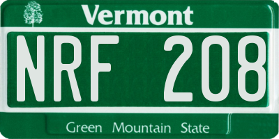 VT license plate NRF208