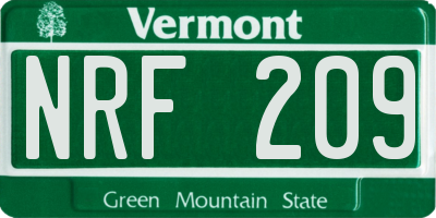 VT license plate NRF209