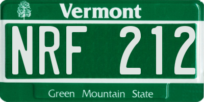 VT license plate NRF212