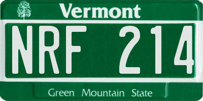 VT license plate NRF214