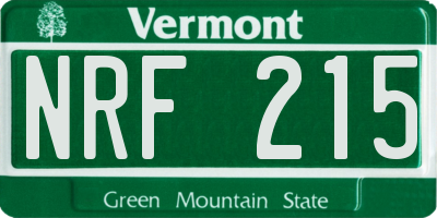 VT license plate NRF215