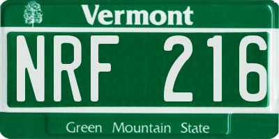 VT license plate NRF216