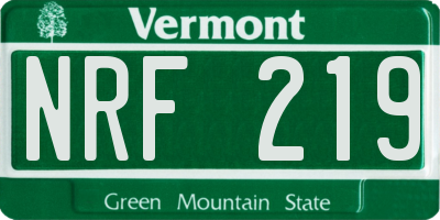 VT license plate NRF219