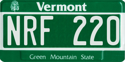 VT license plate NRF220