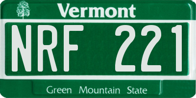 VT license plate NRF221