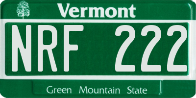 VT license plate NRF222