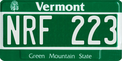 VT license plate NRF223