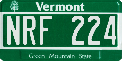 VT license plate NRF224