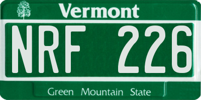 VT license plate NRF226